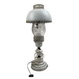 Vintage White Painted Metal Hurricane Lamp