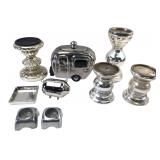 Chrome Camper, Pig Bank & Silvered Glass Lot
