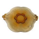 Amber Glass Handled Serving Dish