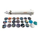 Vintage Toy Saturn V Rocket & Apollo 13 Tokens
