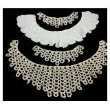 3 Handmade Tatted & Crocheted Lace Collars