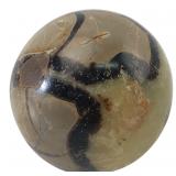 Polished Septarian Crystal Sphere With Wood Stand