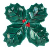 Lefton Holly & Berry Ceramic Divided Dish 1352