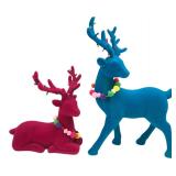 Pair of Flocked Reindeer Holiday Decor