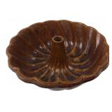Brown Glazed Ceramic Fluted Tube Pan