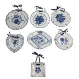 WMG Set of 7 Blue & White Mini Wall Plates