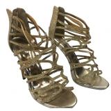 Camille La Vie Gold Glitter Strappy Heels Size 8