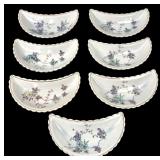 7 Floral Transferware Ceramic Bone Dishes