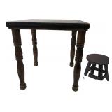 Wood Side Table 17x17 & Small Stool 7x7