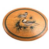 Jim Kowalczak Painted Chickadee Wood Plaque 1989