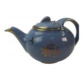 Hall China 0749 Blue & Gold 6-Cup Teapot
