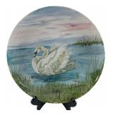 Margie Gondron Hand-Painted Swan Plate 10 inch