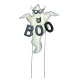 Metal Halloween Ghost Yard Stake BOO Sign 34"