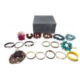 Mixed Lot of Costume Bracelets & Jewelry Box