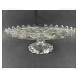 Clear Glass Scalloped Swirl Cake Stand 12"