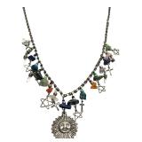 Celestial Sun & Mixed Stone Charm Necklace