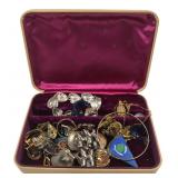 Farrington Texol Box with Mixed Costume Jewelry