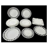 Unmarked Milk Glass Reticulated Plates