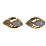 Avon Faux Opal & Rhinestone Stud Earrings
