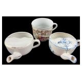 3 Porcelain Invalid Feeding Cups Made in Germany