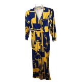 Blue & Yellow Geometric Print Jumpsuit Size L