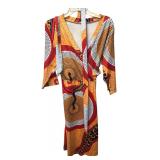 African Print Style Wrap Dress Size L