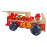 VTG Fisher-Price Wooden Toy Fire Engine & Firemen