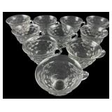 Set of 10 Clear Glass Cube Pattern Punch Cups