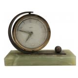Orbros West Germany Brass & Onyx Desk Alarm Clock