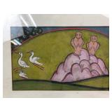 Framed Indian Miniature Style Bird Painting