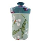 Droll Designs Hand-Painted Ceramic Canister 9"