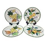 VTG Peasant Village Pottery Fruit Plates Set of 4