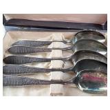 Set of 5 Japanese Pagoda Motif Spoons in Box