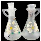 Pair Hazel Atlas Frosted Floral Cruets