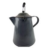 Grey Speckled Enamelware Coffee Pot 10" H