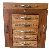 Carved Wood Jewelry Cabinet Box 19H