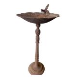 Cast Iron Pedestal Birdbath with Bird Figure