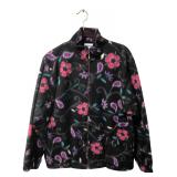 Alfred Dunner Black Floral Zip Fleece Jacket