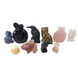 Collection of 10 Carved Stone Animal Figurines