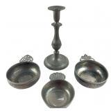 A.A.M.H & Assorted Pewter Candlestick & Bowls