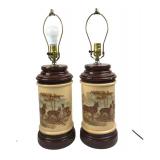 Pair of Woodland Deer Ceramic Table Lamps