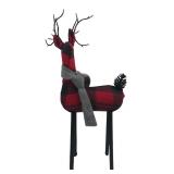 Buffalo Plaid Fabric Reindeer Figure 21.5" H