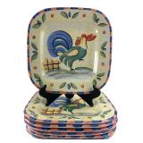 Bella Ceramica Rooster Square Plates Set of 6