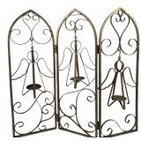 3-Panel Metal Angel Candle Holder Screen