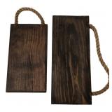 Pair of Rustic Wood Hanging Signs