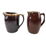 Vintage USA Pottery Brown Drip Glaze Pitchers