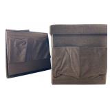 Pair of Brown Collapsible Storage Ottomans