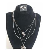 Silver tone necklaces & earrings