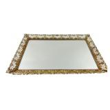 Vintage Gold-Tone Filigree Mirrored Vanity Tray