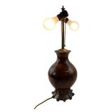 Vintage Brown Glazed Ceramic Table Lamp